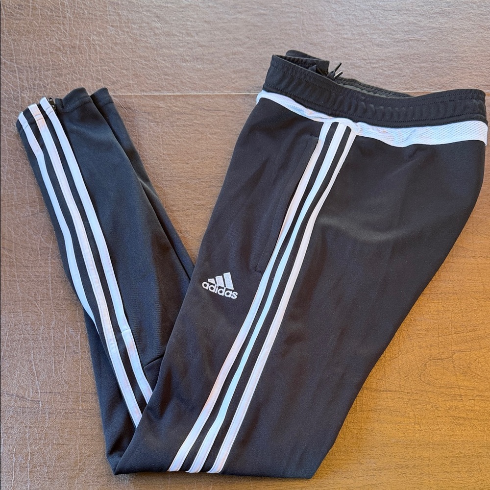 Adidas Women's Black Joggers with White Stripes